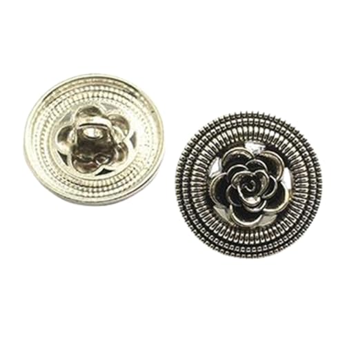 Vintage Camellia Metallknopf, rund 15-23mm, Farbe 2, 15mm-10 Stk von Chlikeyi
