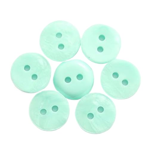 Zwei-Ösen-Perlmuttknopf aus Kunstharz, einfarbig, farbiger Hemdknopf, Pulloverknopf, 11,5mm, Grün, 11,5mm-10 Stk von Chlikeyi