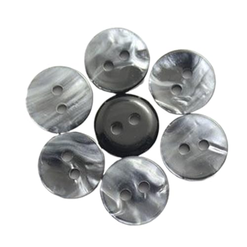 Zwei-Ösen-Perlmuttknopf aus Kunstharz, einfarbig, farbiger Hemdknopf, Pulloverknopf, 11,5mm, Schwarz, 11,5mm-10 Stk von Chlikeyi