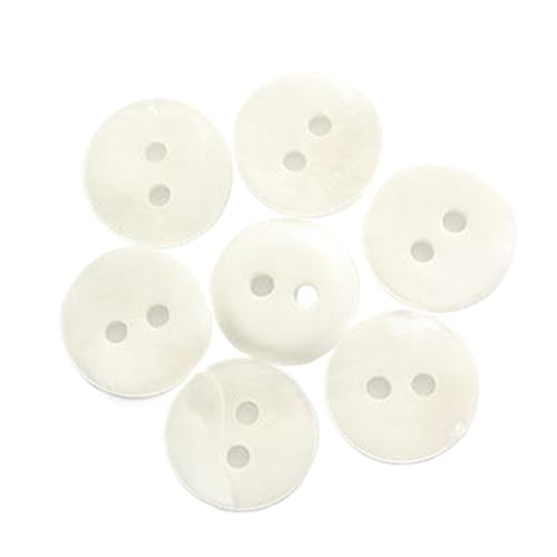 Zwei-Ösen-Perlmuttknopf aus Kunstharz, einfarbig, farbiger Hemdknopf, Pulloverknopf, 11,5mm, Weiß, 11,5mm-10 Stk von Chlikeyi