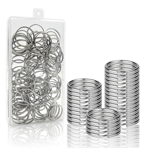 100 Stück Schlüsselringe 25mm Durchmesser Schlüsselring mit Kunststoff Box Schlüsselanhänger Ringe Edelstahl Schlüssel Ringe für Organisation Heimschlüsseln und DIY von Chmejia