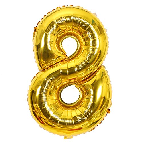 Chnegral Folienballons "Happy Birthday Needs", Party- oder Hochzeitsdekoration, goldene Zahlenballons, 8 Stück von Chnegral