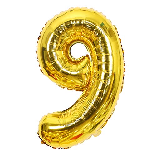 Chnegral Folienballons "Happy Birthday Needs", Party- oder Hochzeitsdekoration, goldene Zahlenballons, 9 Stück von Chnegral