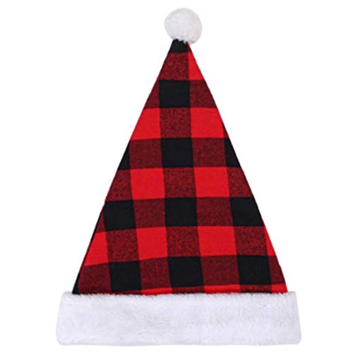 Chnegral Weihnachtsmütze aus Plüsch, Schwarz und Rot, Weihnachtsmannmütze, warme Mütze für Kinder und Erwachsene, Weihnachtsdekoration, Geschenke von Chnegral