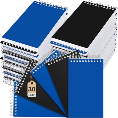 Cholemy 30 Pcs Small Notepad 3 x 5 Inch Small Notebooks Mini Notepad Pocket Notebooks Mini Spiral Notebook Memo Pads Lined College Ruled Paper for Office School Supplies 75 Sheets (Black,Royal Blue) von Cholemy