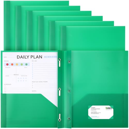 Cholemy Kunststoff-Taschenordner mit Zinken, 2 robuste Taschen, Ordner mit 3 Zinken, Briefgröße, Papiermappen, Großpackung, Kunststoff-Ordner mit Verschlüssen, für Büroangestellte, Grün, 6 Stück Cholemy Kunststoff-Taschenordner mit Zinken, 2 robuste Taschen, Ordner mit 3 Zinken, Briefgröße, Papiermappen, Großpackung, Kunststoff-Ordner mit Verschlüssen, für Büroangestellte, Grün, 6 Stück von Cholemy