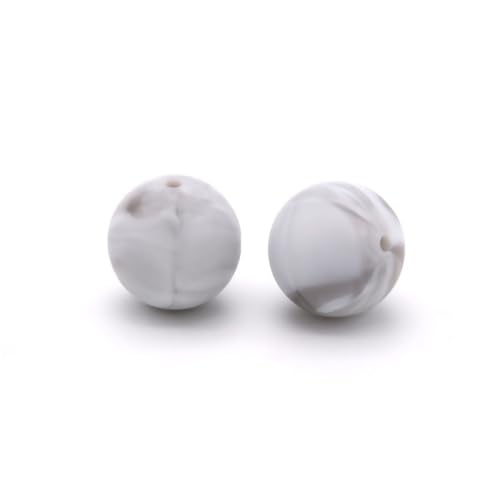 12mm 15mm 100 Stück Silikonperlen Silikon Perlen Sets Bedruckte Für Schlüsselanhänger Silicone Beads Stifte in Großpackung Armbänder Bulk Bunt Sport Silikonperlenring Zur Set (15mm,30) von ChongKuan