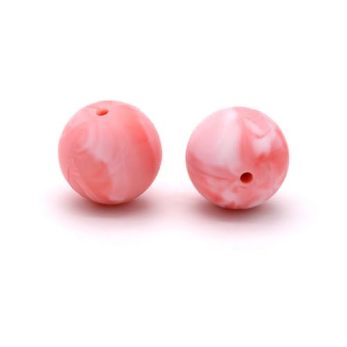 12mm 15mm 100 Stück Silikonperlen Silikon Perlen Sets Bedruckte Für Schlüsselanhänger Silicone Beads Stifte in Großpackung Armbänder Bulk Bunt Sport Silikonperlenring Zur Set (15mm,7) von ChongKuan