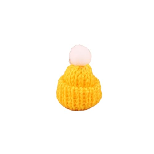 ChongKuan 200 Stück Mini Mützen Zum Basteln Mützchen Für Sorgenwürmchen Weihnachtsmützen Kleine Und Hüte Basteldekoration Puppe Gestrickt Ornamente Strickmützen Weihnachten (13-Eigelb) von ChongKuan