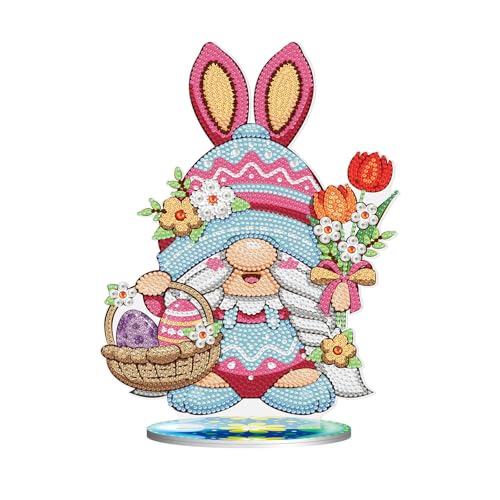 ChongKuan 5d Diamant Painting Tisch Deko Easter Diamonds Kits 5d Diy Diamond Ornamente Tischdeko Kaninchen Ostern Malerei Bunny Ostereier Osterhase Set Neuheiten Zum Hinstellen (5) von ChongKuan
