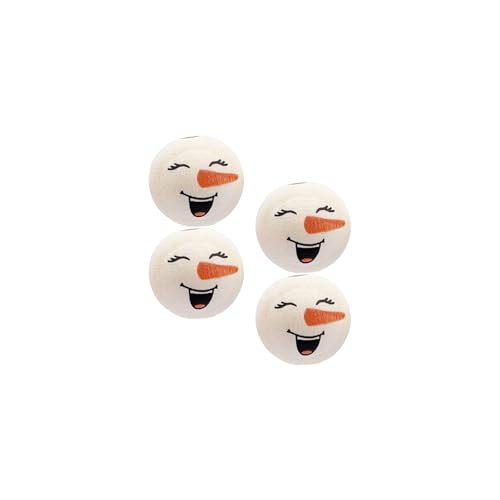 ChongKuan Holzperlen Mit Gesicht Schneemann 20mm Weihnachten Köpfe Weihnachtsmann Holzkugeln Schneemanngesicht (D,200 Stück) von ChongKuan