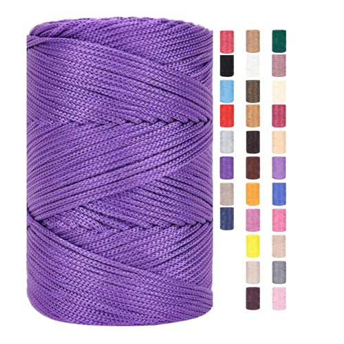 ChongKuan Makramee Garn 3mm X 225m Rope Zum Häkeln Taschen Baumwollschnur Polyester Bäckergarn Baumwollkordel Macrame Cord Baumwollgarn Baumwollfaden Geflochten Textilgarn Körbe Easy Yarn (3,1 Stück) von ChongKuan