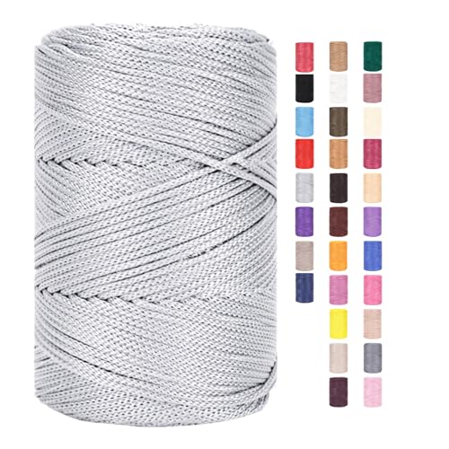 ChongKuan Makramee Garn 3mm X 225m Rope Zum Häkeln Taschen Baumwollschnur Polyester Bäckergarn Baumwollkordel Macrame Cord Baumwollgarn Baumwollfaden Geflochten Textilgarn Körbe Easy Yarn (4,1 Stück) von ChongKuan