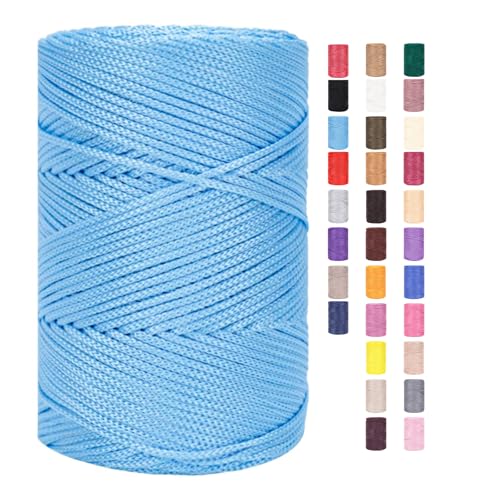 ChongKuan Makramee Garn 3mm X 225m Rope Zum Häkeln Taschen Baumwollschnur Polyester Bäckergarn Baumwollkordel Macrame Cord Baumwollgarn Baumwollfaden Geflochten Textilgarn Körbe Easy Yarn (8,1 Stück) von ChongKuan