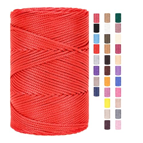 ChongKuan Rope Garn 3mm X 225m Zum Häkeln Makramee Taschen Baumwollschnur Polyester Bäckergarn Baumwollkordel Macrame Cord Baumwollgarn Baumwollfaden Geflochten Textilgarn Körbe Easy Yarn (5,1 Stück) von ChongKuan