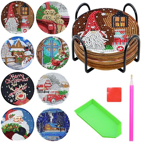 Diamond Art Painting Untersetzer Weihnachten Neu Christmas Coasters Untersetzerset Schneemann Acryl Erwachsene DIY (7) von ChongKuan