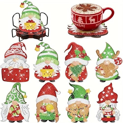 Diamond Painting Weihnachten Neu Untersetzer Art Christmas Coasters Untersetzerset Schneemann Acryl Erwachsene DIY (11) von ChongKuan