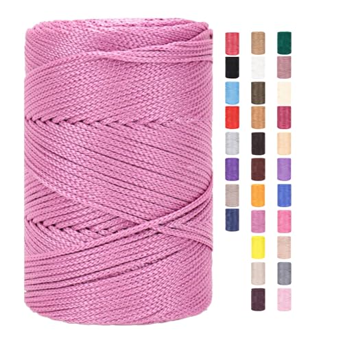Makramee Garn 3mm X 225m Rope Zum Häkeln Taschen Baumwollschnur Polyester Bäckergarn Baumwollkordel Macrame Cord Baumwollgarn Baumwollfaden Geflochten Textilgarn Körbe Easy Yarn (12,1 Stück) von ChongKuan