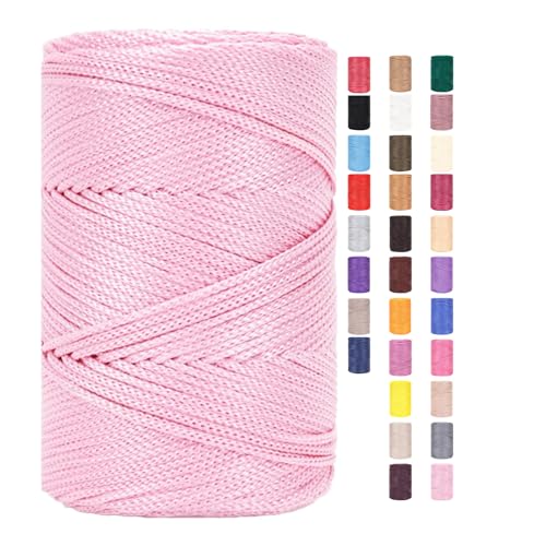 Makramee Garn 3mm X 225m Rope Zum Häkeln Taschen Baumwollschnur Polyester Bäckergarn Baumwollkordel Macrame Cord Baumwollgarn Baumwollfaden Geflochten Textilgarn Körbe Easy Yarn (13,1 Stück) von ChongKuan