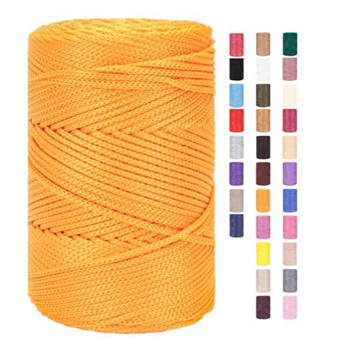 Makramee Garn 3mm X 225m Rope Zum Häkeln Taschen Baumwollschnur Polyester Bäckergarn Baumwollkordel Macrame Cord Baumwollgarn Baumwollfaden Geflochten Textilgarn Körbe Easy Yarn (17,1 Stück) von ChongKuan