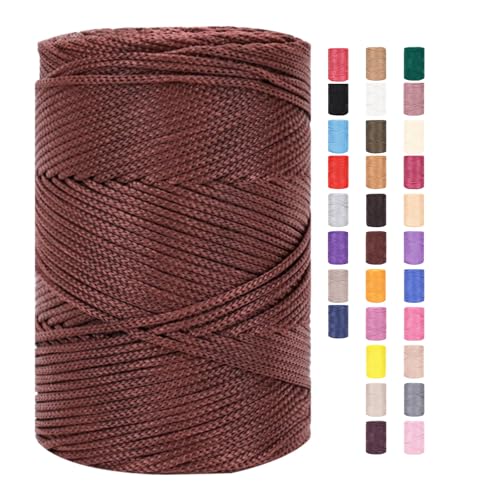 Makramee Garn 3mm X 225m Rope Zum Häkeln Taschen Baumwollschnur Polyester Bäckergarn Baumwollkordel Macrame Cord Baumwollgarn Baumwollfaden Geflochten Textilgarn Körbe Easy Yarn (20,1 Stück) von ChongKuan