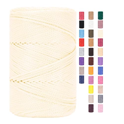 Makramee Garn 3mm X 225m Rope Zum Häkeln Taschen Baumwollschnur Polyester Bäckergarn Baumwollkordel Macrame Cord Baumwollgarn Baumwollfaden Geflochten Textilgarn Körbe Easy Yarn (25,1 Stück) von ChongKuan