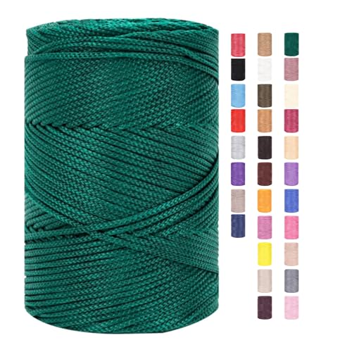 Makramee Garn 3mm X 225m Rope Zum Häkeln Taschen Baumwollschnur Polyester Bäckergarn Baumwollkordel Macrame Cord Baumwollgarn Baumwollfaden Geflochten Textilgarn Körbe Easy Yarn (29,1 Stück) von ChongKuan
