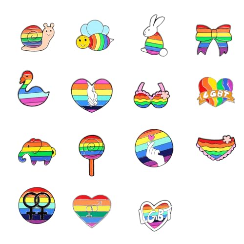 Pride Pin & Regenbogen Patch - 15er, 16er & 46er Sets, Individuelle Auswahl - Stilvolle LGBTQ-Accessoires Für Vielfalt Und Toleranz (15 Artikel) von ChongKuan