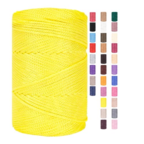 Rope Garn 3mm X 225m Zum Häkeln Makramee Taschen Baumwollschnur Polyester Bäckergarn Baumwollkordel Macrame Cord Baumwollgarn Baumwollfaden Geflochten Textilgarn Körbe Easy Yarn (11,1 Stück) von ChongKuan