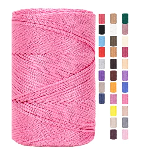 Rope Garn 3mm X 225m Zum Häkeln Makramee Taschen Baumwollschnur Polyester Bäckergarn Baumwollkordel Macrame Cord Baumwollgarn Baumwollfaden Geflochten Textilgarn Körbe Easy Yarn (16,1 Stück) von ChongKuan