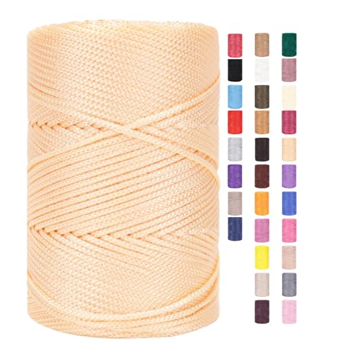 Rope Garn 3mm X 225m Zum Häkeln Makramee Taschen Baumwollschnur Polyester Bäckergarn Baumwollkordel Macrame Cord Baumwollgarn Baumwollfaden Geflochten Textilgarn Körbe Easy Yarn (21,1 Stück) von ChongKuan