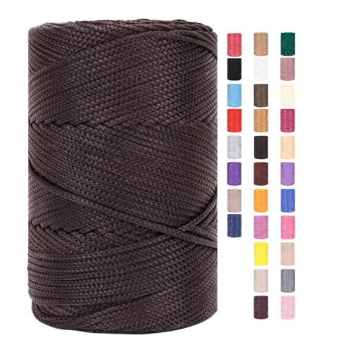 Rope Garn 3mm X 225m Zum Häkeln Makramee Taschen Baumwollschnur Polyester Bäckergarn Baumwollkordel Macrame Cord Baumwollgarn Baumwollfaden Geflochten Textilgarn Körbe Easy Yarn (22,1 Stück) von ChongKuan
