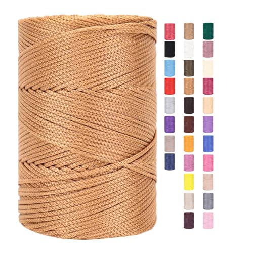 Rope Garn 3mm X 225m Zum Häkeln Makramee Taschen Baumwollschnur Polyester Bäckergarn Baumwollkordel Macrame Cord Baumwollgarn Baumwollfaden Geflochten Textilgarn Körbe Easy Yarn (24,3 Stück) von ChongKuan