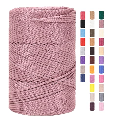 Rope Garn 3mm X 225m Zum Häkeln Makramee Taschen Baumwollschnur Polyester Bäckergarn Baumwollkordel Macrame Cord Baumwollgarn Baumwollfaden Geflochten Textilgarn Körbe Easy Yarn (27,2 Stück) von ChongKuan