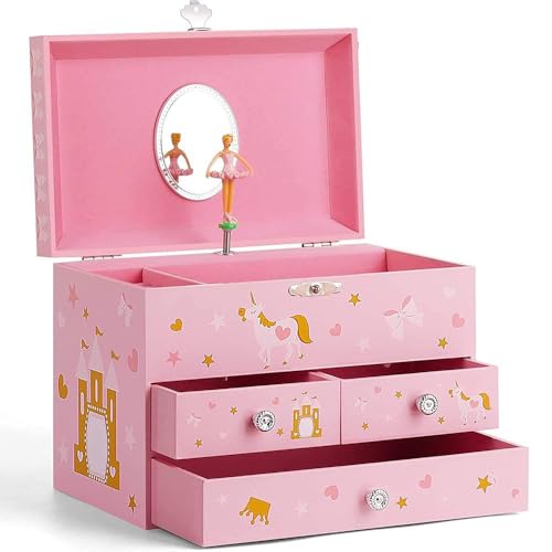 Chonor Schmuckkästchen Mädchen Spieldose Rosa, Einhorn Musikbox mit Ballerina, Schmuckschatulle Kinder Spieluhr Chonor Schmuckkästchen Mädchen Spieldose Rosa, Einhorn Musikbox mit Ballerina, Schmuckschatulle Kinder Spieluhr von Chonor