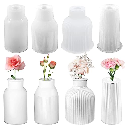 4 Pcs Vase Silikon gießform, epoxidharz formen silikon, Blumenvasen Silikonformen, DIY Silikonform Schale Harz Form, Verwendet für die Vasen, Stifthaltern und Dekorativen Accessoires (4) von Choonjin