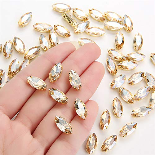 Choupee Navette Strasssteine zum Aufnähen, 50 Stück, Pferdeaugen, 7 x 15 mm, Goldfarbene Krallenfassung für Damenkleidung, Schuhe und Taschen Choupee Navette Strasssteine zum Aufnähen, 50 Stück, Pferdeaugen, 7 x 15 mm, Goldfarbene Krallenfassung für Damenkleidung, Schuhe und Taschen von Choupee