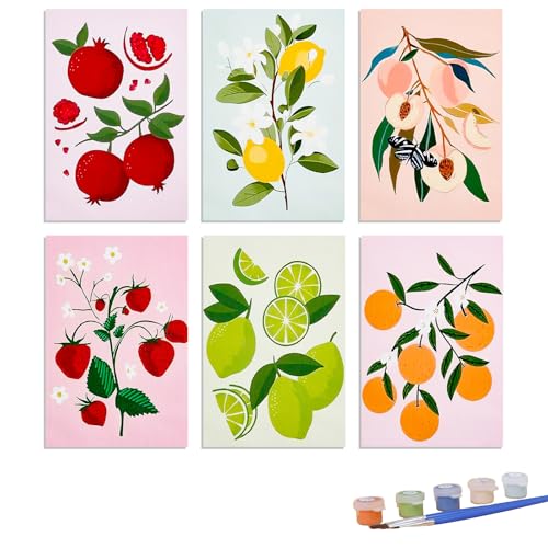 Chovbe Malen Nach Zahlen Erwachsene 6 Stück - Paint by Numbers Obst, DIY Ölgemälde 20x30cm, Malen Nach Zahlen Ohne Rahmen, mit Pinseln und Acrylfarben, Handgemalt Leinwand für Home Decor Chovbe Malen Nach Zahlen Erwachsene 6 Stück - Paint by Numbers Obst, DIY Ölgemälde 20x30cm, Malen Nach Zahlen Ohne Rahmen, mit Pinseln und Acrylfarben, Handgemalt Leinwand für Home Decor von Chovbe