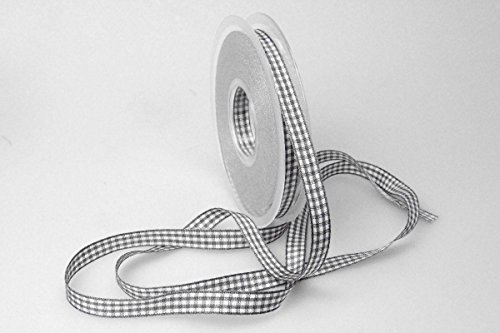 Christa-Bänder Karoband Landhauskarobändchen grau ohne Draht 10mm von Christa-Bänder