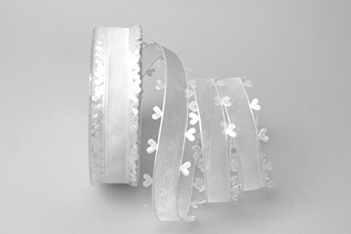 Christa-Bänder Organzaband Heart Picot Weiß ohne Draht 25mm von Christa-Bänder