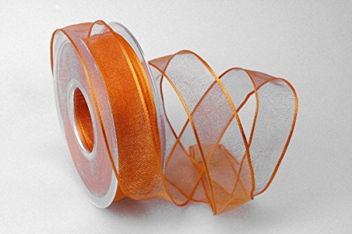 Christa-Bänder Organzaband orange 25mm mit Draht von Christa-Bänder