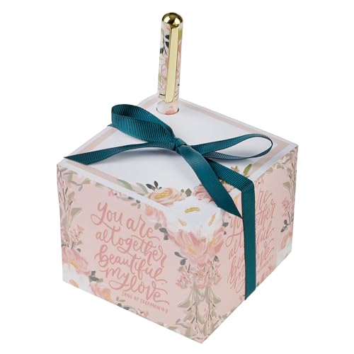 Christian Art Gifts Premium Inspiring Scripture Note Block Cube & Pen Set for Women: Altogether Beautiful Encouraging Bible Verse, 750 Sheets, Home & Office, White Paper & Cute Pink Multicolor Florals von Christian Art Gifts