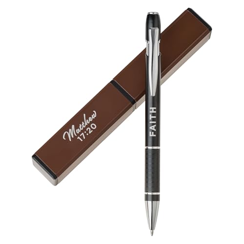 Christian Art Gifts Premium Medium Kugelschreiber mit einziehbarer Schrift in brauner Schutzhülle für Männer & Frauen: Glaube ermutigender Bibelvers, nachfüllbare Tinte, Taschenclip, stabiles Metall Christian Art Gifts Premium Medium Kugelschreiber mit einziehbarer Schrift in brauner Schutzhülle für Männer & Frauen: Glaube ermutigender Bibelvers, nachfüllbare Tinte, Taschenclip, stabiles Metall von Christian Art Gifts