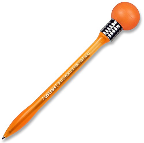 Christliche Geschenkideen °°Blinkender Kugelschreiber Melchior mit Leuchtball (neon-orange) von Christliche Geschenkideen