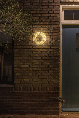 Christmas United - Lichterkranz für drinnen und draußen - Goldener Rahmen und Schnur (30cm - 400 LEDs, Warmweiss) von Fairybell