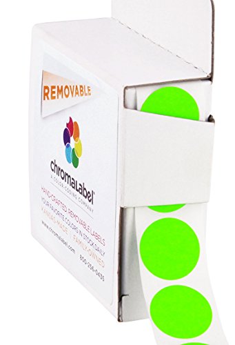 ChromaLabel - Ablösbare Klebepunkte zur Kennzeichnung - farbig - 1,9 cm (3/4“) - 1000 Stück pro Spenderbox - Neongrün von ChromaLabel