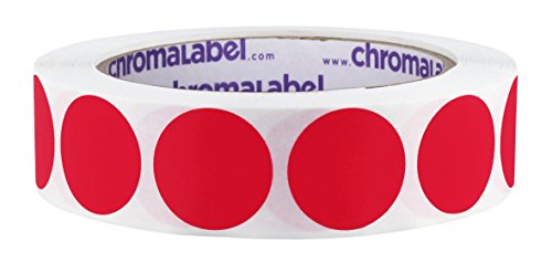 ChromaLabel - Ablösbare Klebepunkte zur Kennzeichnung - farbig - 2,5 cm (1“) - 1000 Stück pro Rolle - Rot von ChromaLabel