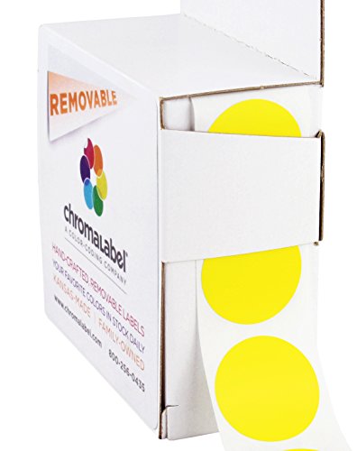 ChromaLabel - Ablösbare Klebepunkte zur Kennzeichnung - farbig - 2,5 cm (1“) - 1000 Stück pro Spenderbox - Gelb von ChromaLabel