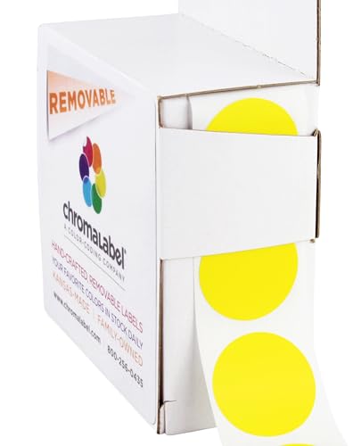 ChromaLabel - Ablösbare Klebepunkte zur Kennzeichnung - farbig - 2,5 cm (1“) - 1000 Stück pro Spenderbox - Gelb von ChromaLabel