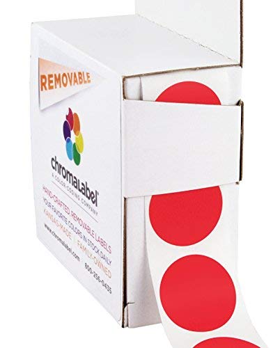 ChromaLabel - Ablösbare Klebepunkte zur Kennzeichnung - farbig - 2,5 cm (1“) - 1000 Stück pro Spenderbox - Rot von ChromaLabel